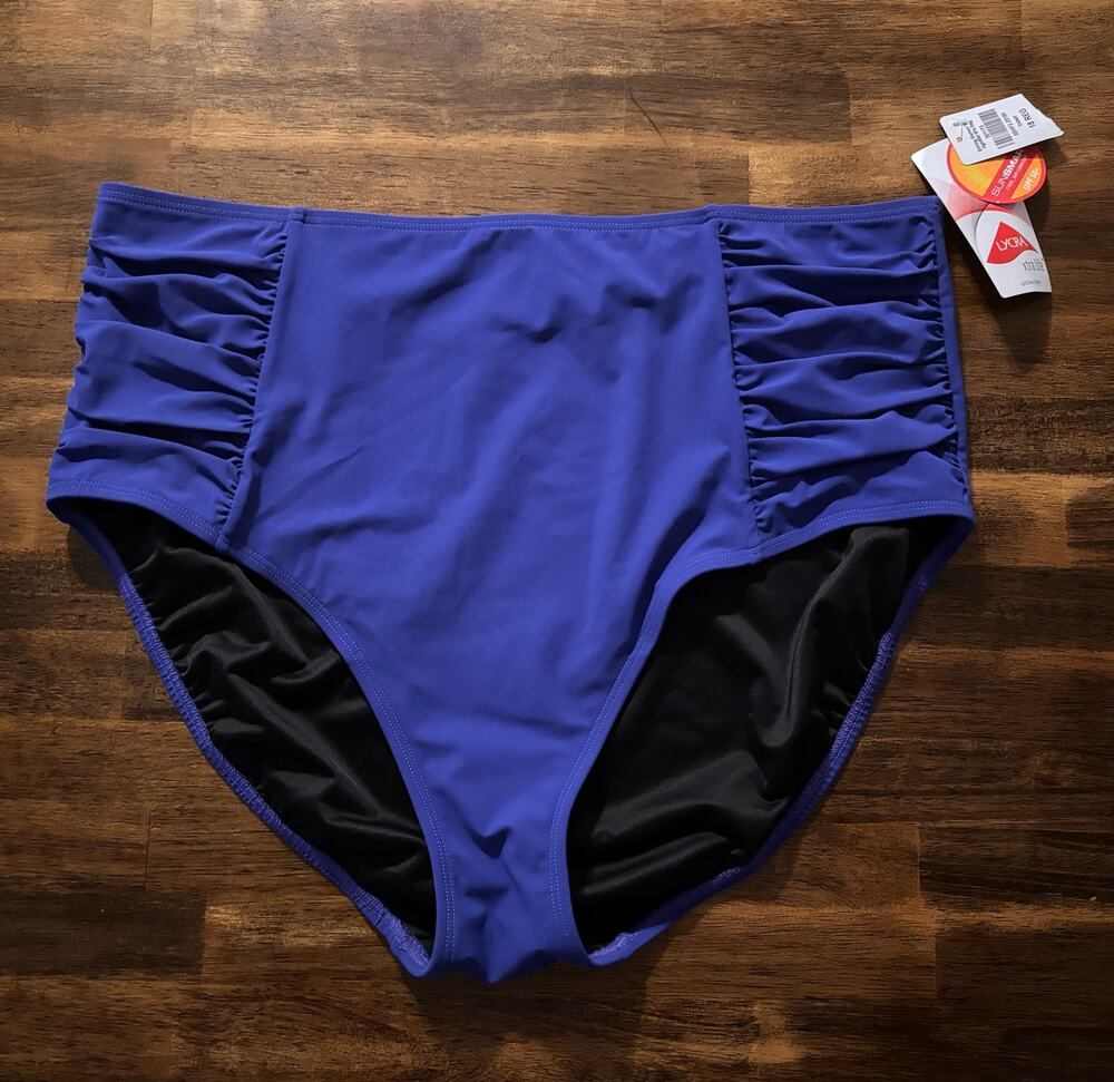 L.l. Bean Women’s 18 Bikini Bottom High Waist Brief Shirred Shaping Swimwear